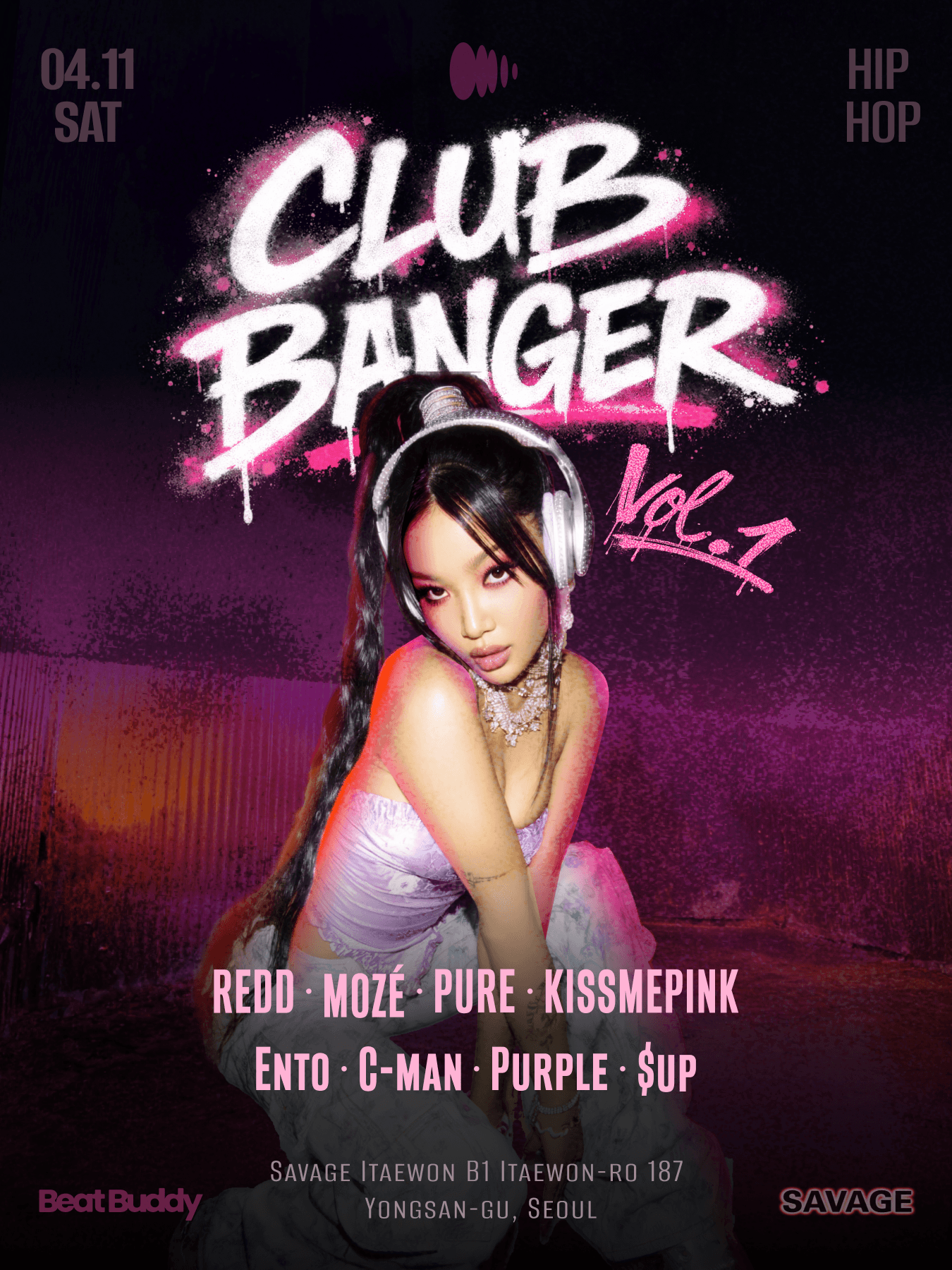 BeatBuddy Club Banger Vol.1 : HipHop 행사 포스터